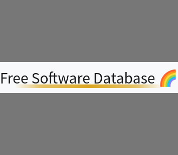 Logo of the Free Software Database with the rainbow emoji, to celebrate the Pride Month of the LGBTQ community.