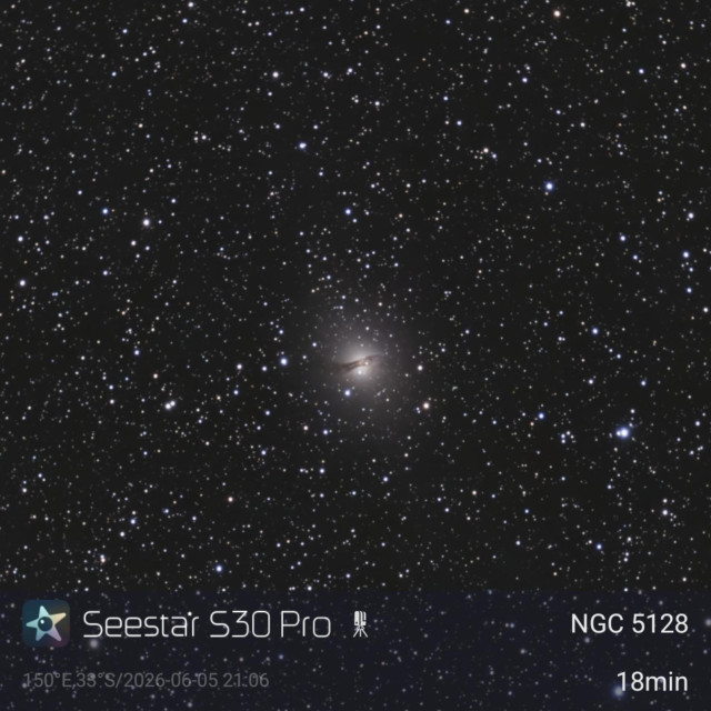 Image of NGC 5128 taken with a Seestar S30 Pro