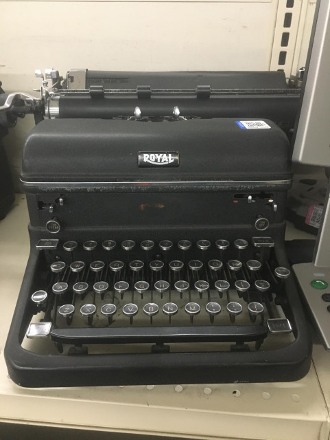 A newer looking Royal typewriter, also black.