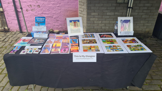 A market stall at a Glasgow street market.