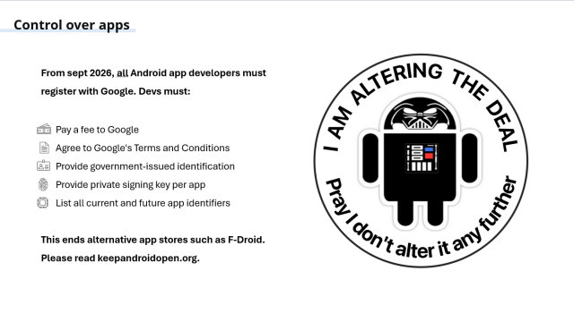 A slide about Google's developer registration program