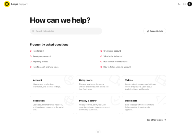 Loops Support Help Center preview