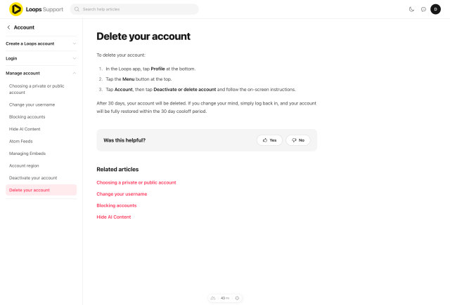 Loops Support Help Center preview