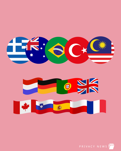 Image shows the flags of different countries including Greece, Australia, Brasil, Turkey and Malaysia.