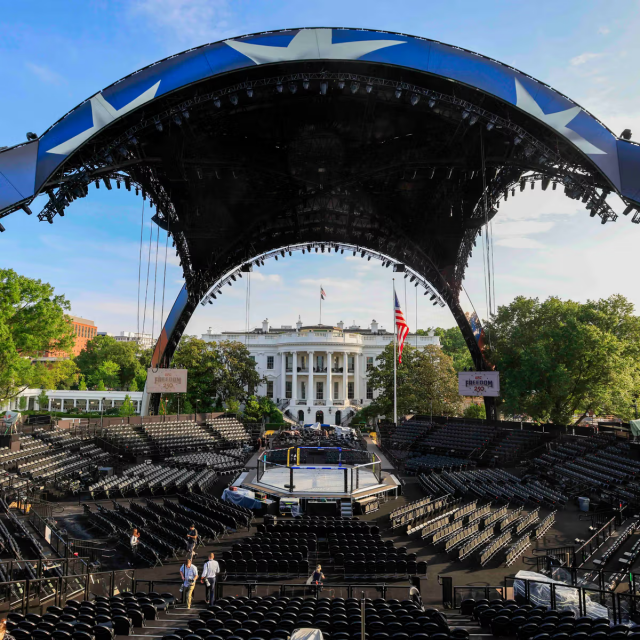 The mixed martial arts arena in front of the White House, photographed on June 11, 2026. Photo: EPA