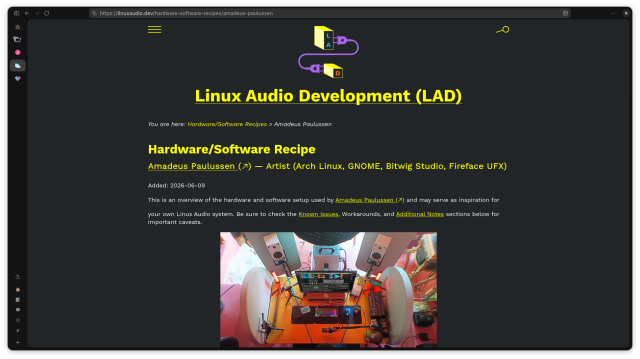 Screenshot of a LAD Hardware/Software Recipe in Zen Browser.