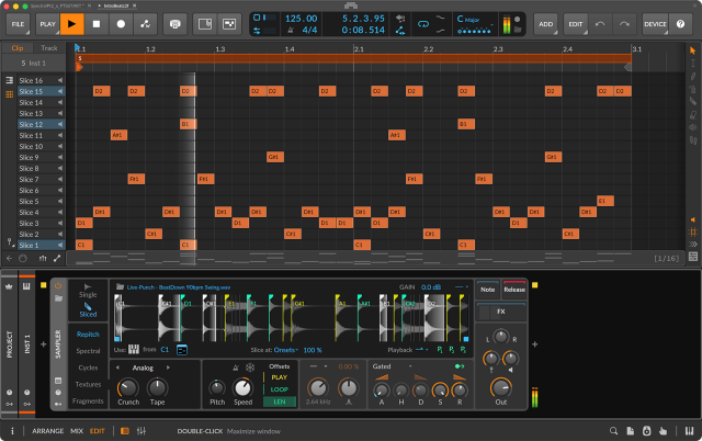 Screenshot from Bitwig's website: Advanced Slicing
