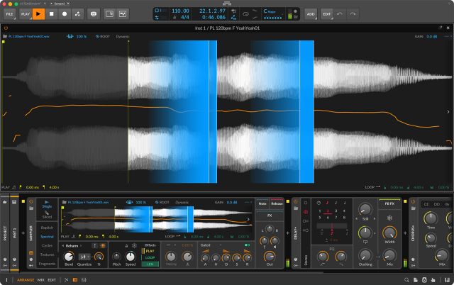 Screenshot from Bitwig's website: Powerful Time-Stretching