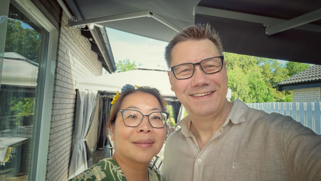 Me and my wife taking a selfie before guests arrive.