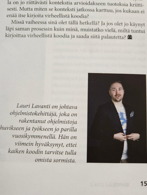 Skrolli 2026.2 -lehden sivu 15, Lauri Lavannin kirjoittajaesittely.