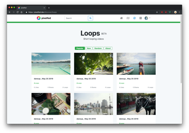 Pixelfed Loops feature from 2019