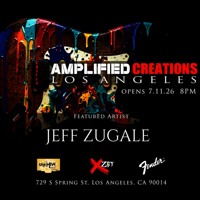 Promo image for Amplified Creations Los Angeles, opens 7/11/26 8pm 719 S Spring St DTLA. Featured artist Jeff Zugale