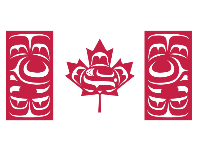 Describing the design of this piece, he said: "A killer whale is within the maple  leaf and the red bands are each with a salmon design. Throughout my  life, I have come to learn all the hardships and struggles that First Nations people have faced in this country. This design speaks for my love and visions of my heritage and the country I live in – standing  together in support of each other." 