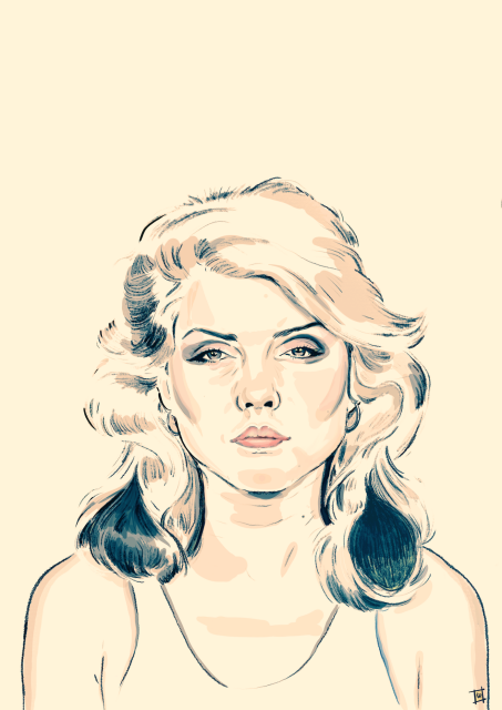 digital ink & pencil drawing of the irrepressible debbie harry.
i'd say she's giving you the evils here, but i think she wouldn't wish harm on most people. debbie's just a natural punk, from her iconic duo-toned barnet to the laser-beam eyes. 
