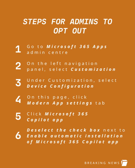 Image lists tips for steps for admins to opt out
