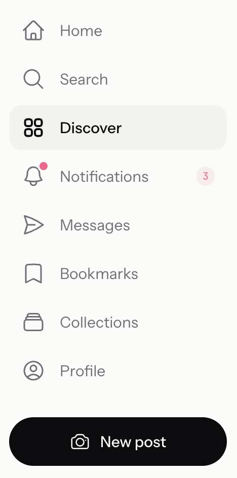 New pixelfed webUI sidebar nav