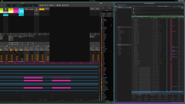 Bitwig Studio and Sononym with PaperWM on GNOME.