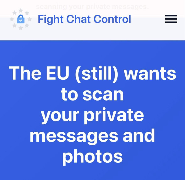 🇪🇺 Your #privacy & #freedoms are at risk.
📢 Send a clear message:
❌ NO to #MassSurveillance 👀
✅ YES to #DigitalPrivacy🔒
🔔 Take Action Now:
👉 https://FightChatControl.eu

#ChatControl #ChatKontrolle #CSAM #FightChatControl #StopChatControl⁩