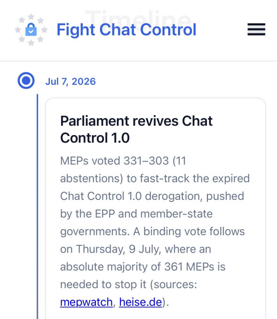 🇪🇺 Your #privacy & #freedoms are at risk. 📢 Send a clear message: ❌ NO to #MassSurveillance 👀 ✅ YES to #DigitalPrivacy🔒 🔔 Take Action Now: 👉 FightChatControl.eu  @echo_pbreyer@digitalcourage.social   #ChatControl #ChatKontrolle #CSAM  #FightChatControl #StopChatControl #DigitalRights #HumanRights #Freedom #FreedomOfSpeech #SpeechFreedom     