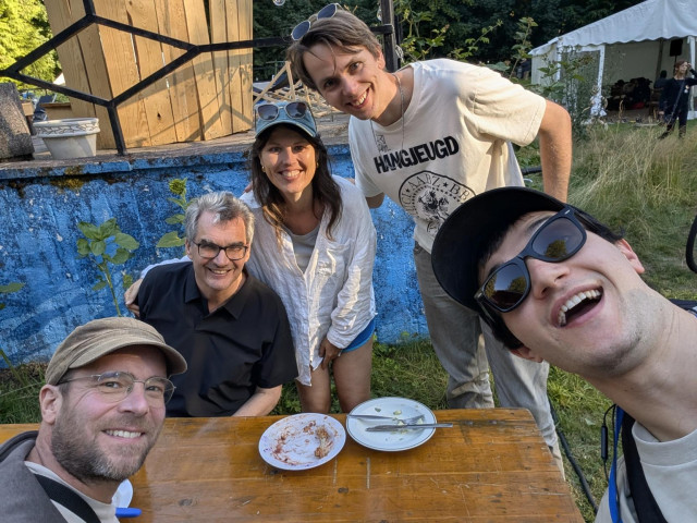 Five crazy people smilng at the camera