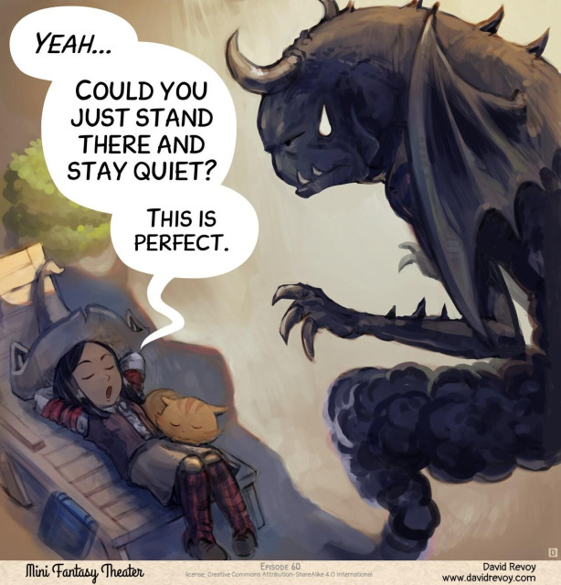 Panel 4. Pepper has her arms crossed behind her head, relaxing in the shadow, and Carrot joins her. Shadowrex Supremus is frustrated at being reduced to this.  
> Pepper: "Yeah... Could you just stand there and stay quiet? This is perfect."