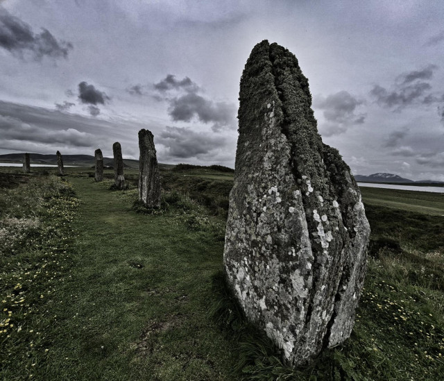 Henge stones going off into distance