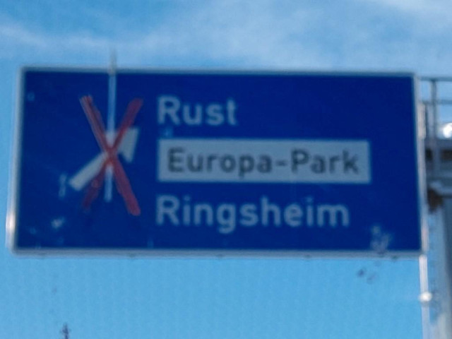 Exit sign for "Rust", but the exit is closed.