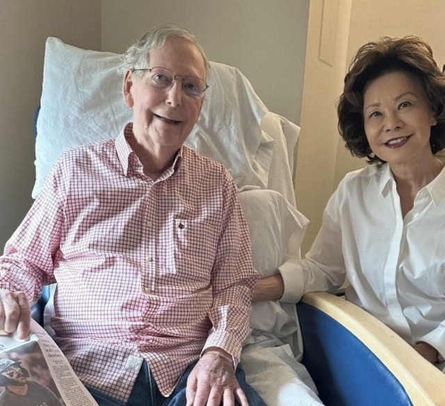 Photo released by McConnell's office as "proof of life" today. The picture does appear to contain part of the Sports section from today's WaPo. It may not really be AI, although it probably is heavily edited. He certainly hasn't looked that good in years, and he's not calling in to any news networks; Republicans get antsy when asked why he can't call CNN that if he can allegedly call other Republican grifters.