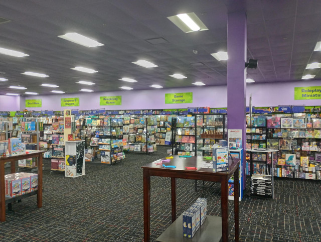 Wide view of the Games & Stuff store