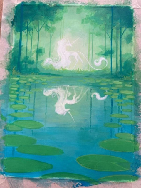 unicorn and a lake