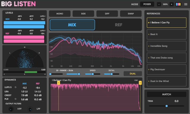 Big Listen plugin UI.