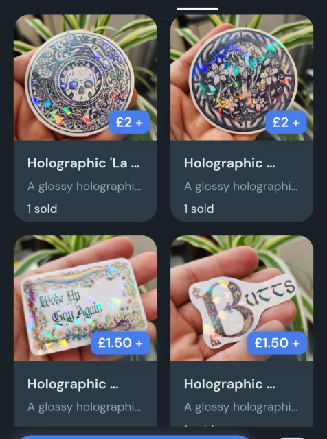 Screenshot of some of the stickers in my KoFi shop