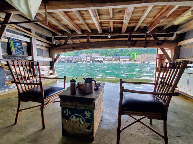 Tea time in one of the boat houses at Ine.