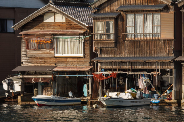 Ine, a fishing village on the coast of Kyoto Prefecture, famed for its 'boat houses' pressed close against the sea.
