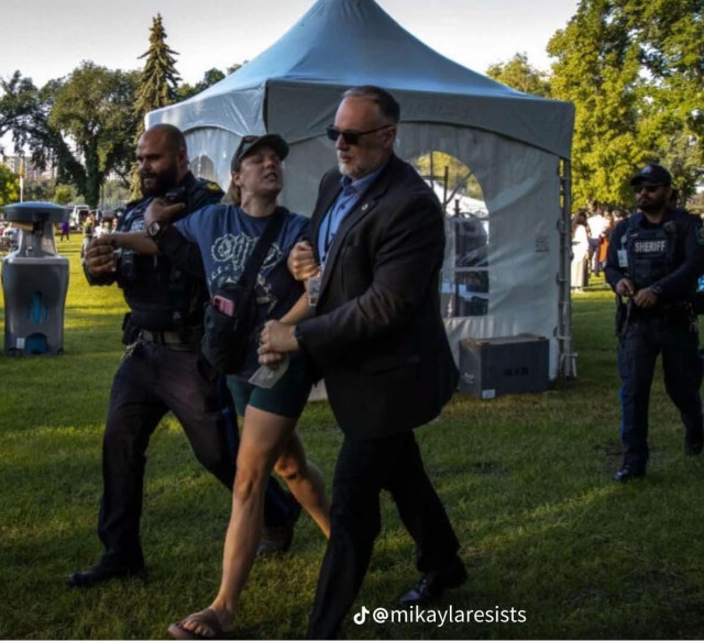 Mikayla being hauled off the Pancake Breakfast
Source: Cheri Guthrie