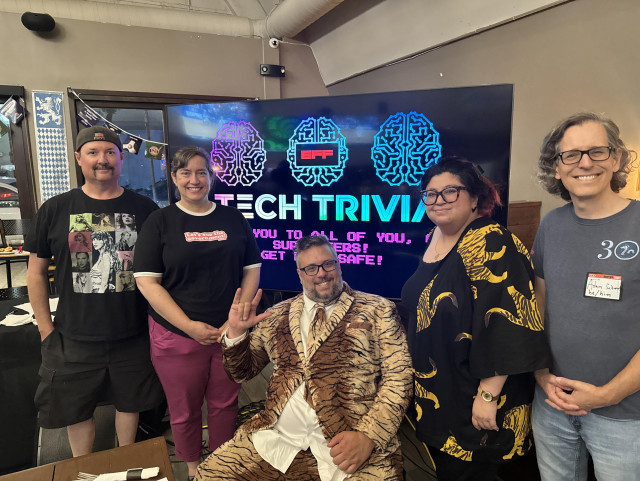 EFF staffers at Tech Trivia event Thursday, July 23 in Mountain View, CA