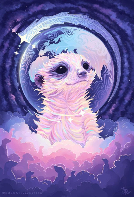 Page of Swords, which I've created with Krita. This card is about communication, curiosity, ideas, and speaking out. Sometimes even gossip.

I've chosen a young energetic meerkat. The turbulence can be felt through its fur. Due to the overwhelming desire for adventure, it can't focus on everything, so this meerkat can't see the sword. It can be found in the background, looking like a shooting star, surrounding Earth behind the head of the Meerkat. Since I read that the page of swords is sometimes also seen as a spy, I thought it would be great to let it look slightly like an astronaut. Planet Earth resembles in this artwork the helmet of an astronaut slightly. Of course, we see the side of the globe where the Meerkat has its natural habitat. This little fella keeps everyone up to date. Even the clouds look here and there like meerkat companions. They are listening to what it has to say about the current state of this precious planet. The clouds around planet Earth could be seen as soundwaves to emphasize how much this young meerkat loves to communicate. 

https://www.deviantart.com/sylviaritter/art/Page-of-Swords-1121342942