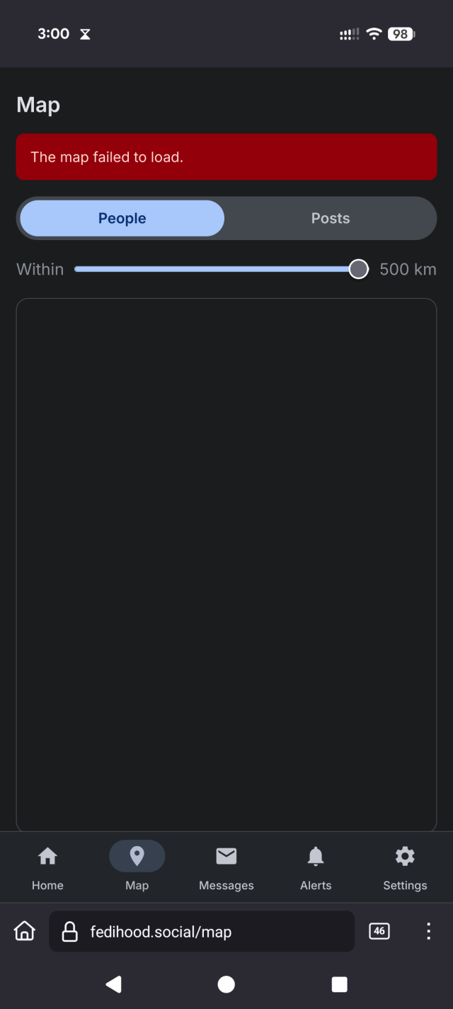Screenshot of error