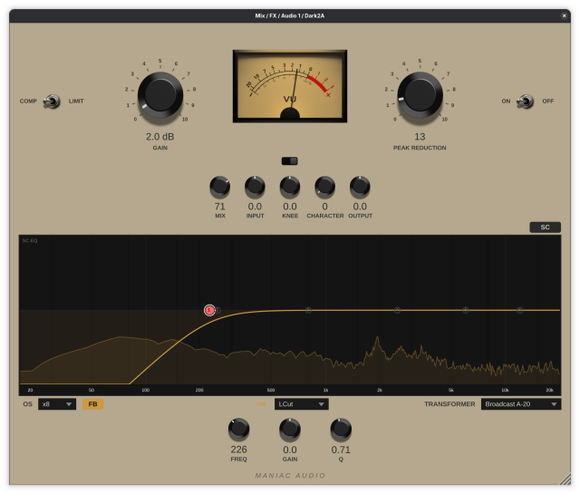 Dark2A extended plugin UI.