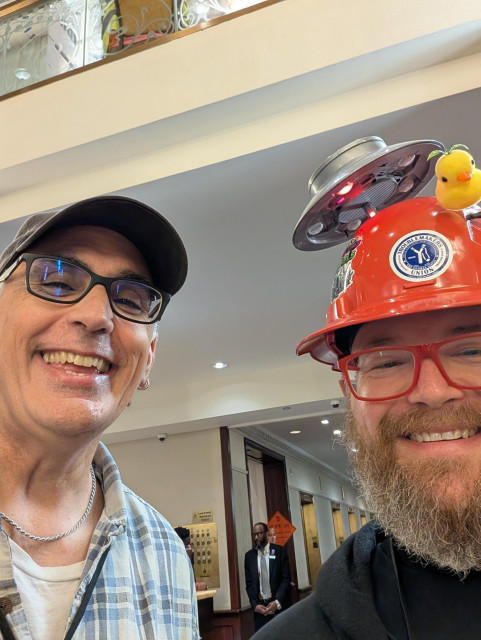 Me and Manchicken smiling at the camera 