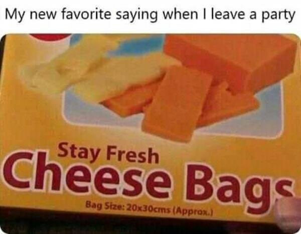 product photo with caption: "Stay Fresh Cheese bags"